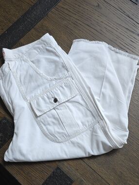 Joie White Denim Pants with Red Logo Detail